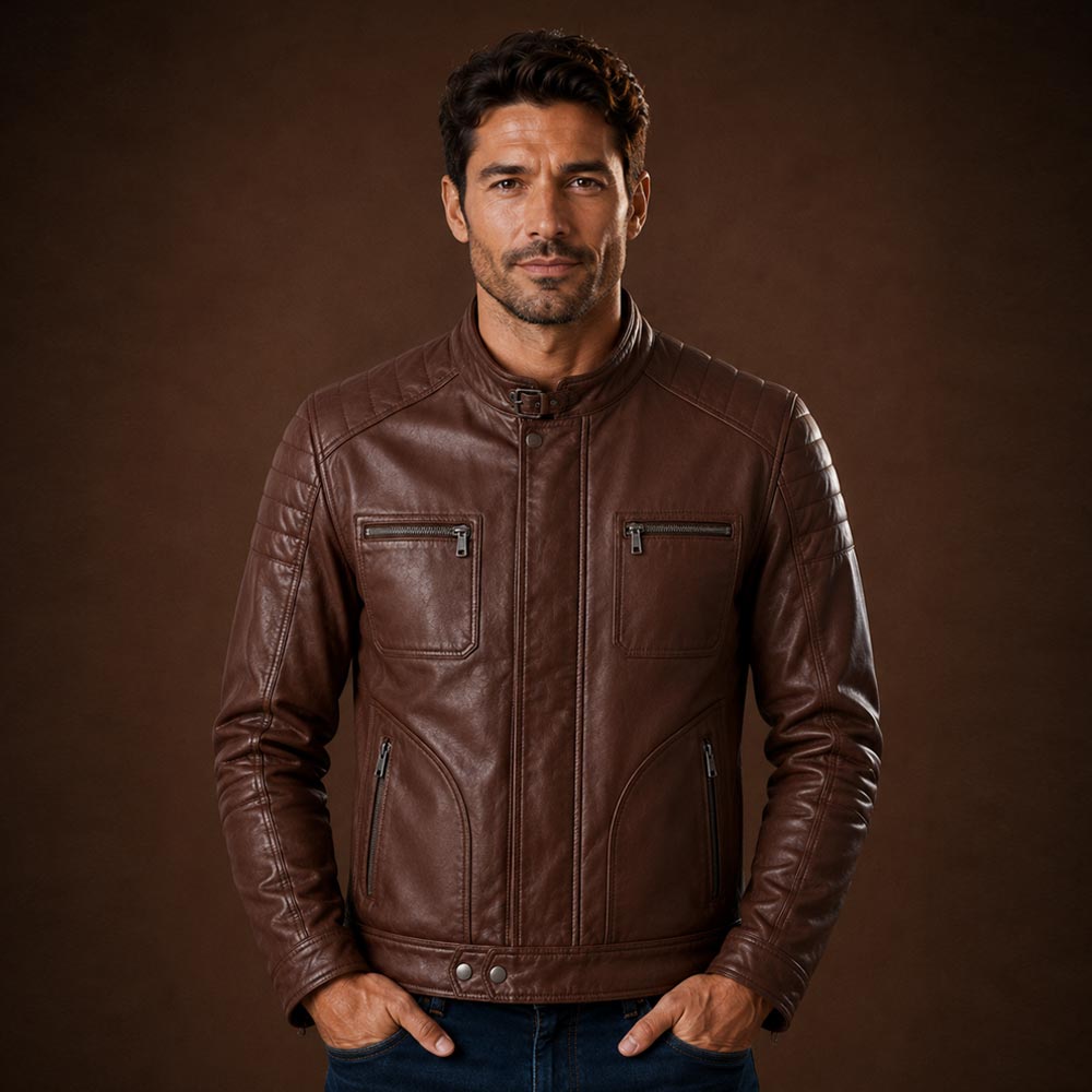 Firefly Moto Tan Biker Leather Jacket