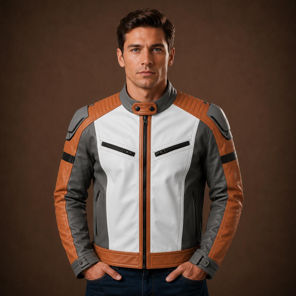 Men’s Sheepskin Cafe Racer Motorcycle Leather Jacket