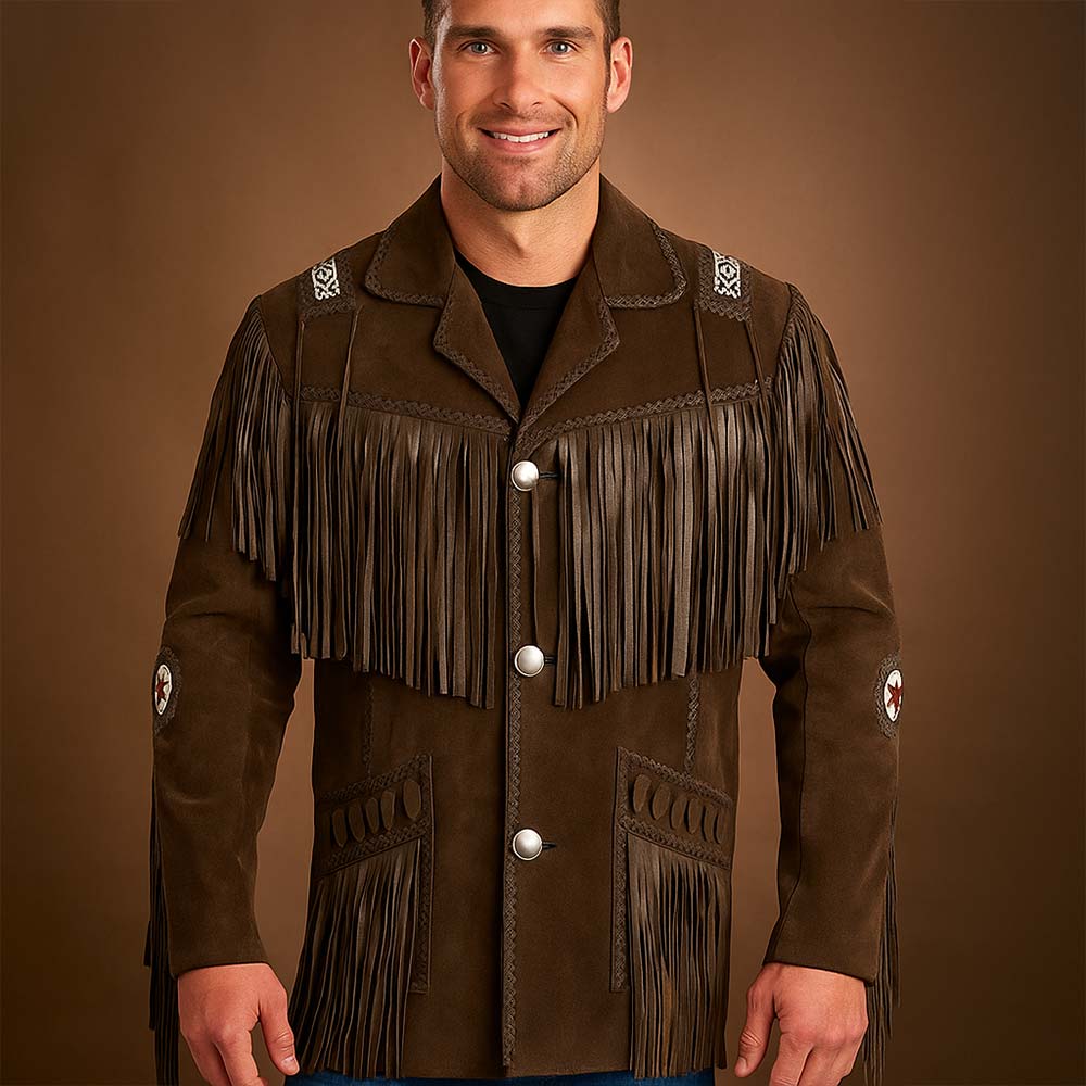 Cowboy Western Fringe Jacket Genuine Suede