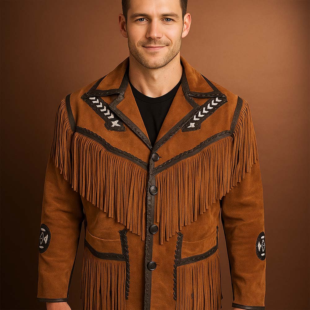 Western Suede Leather Coat for Men