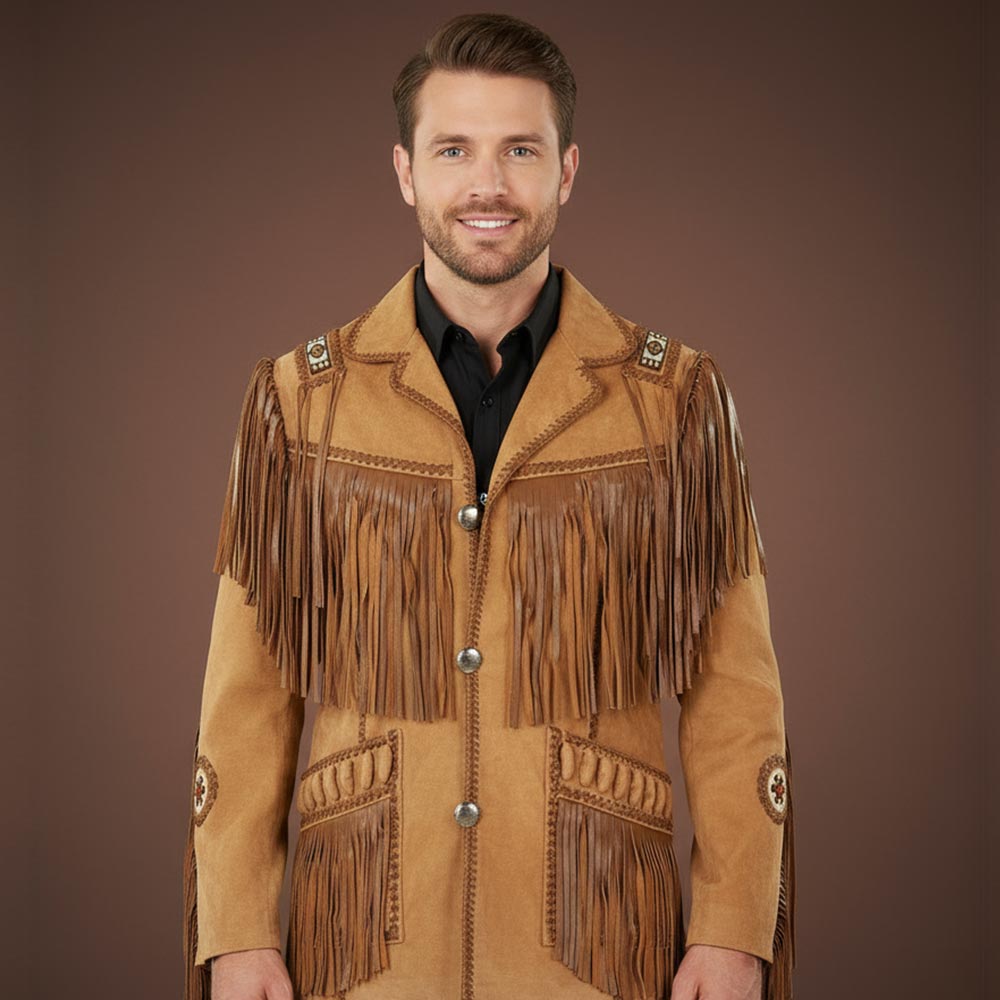 Western Cowboy Suede Leather Jacket for Men